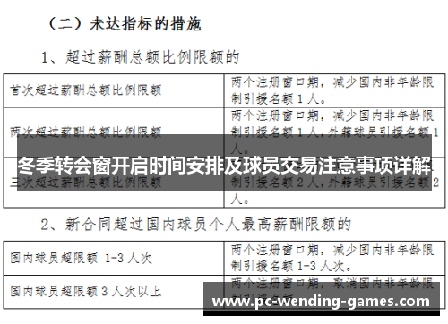 冬季转会窗开启时间安排及球员交易注意事项详解 冬季转会窗开启时间安排及球员交易注意事项详解